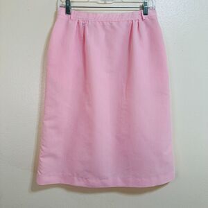 Lykettes Vintage Women's Pink/White Pinstripe Midi Skirt Size S W/ Pockets